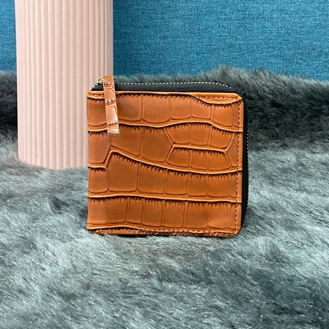 Tan Croc Mini Wallet