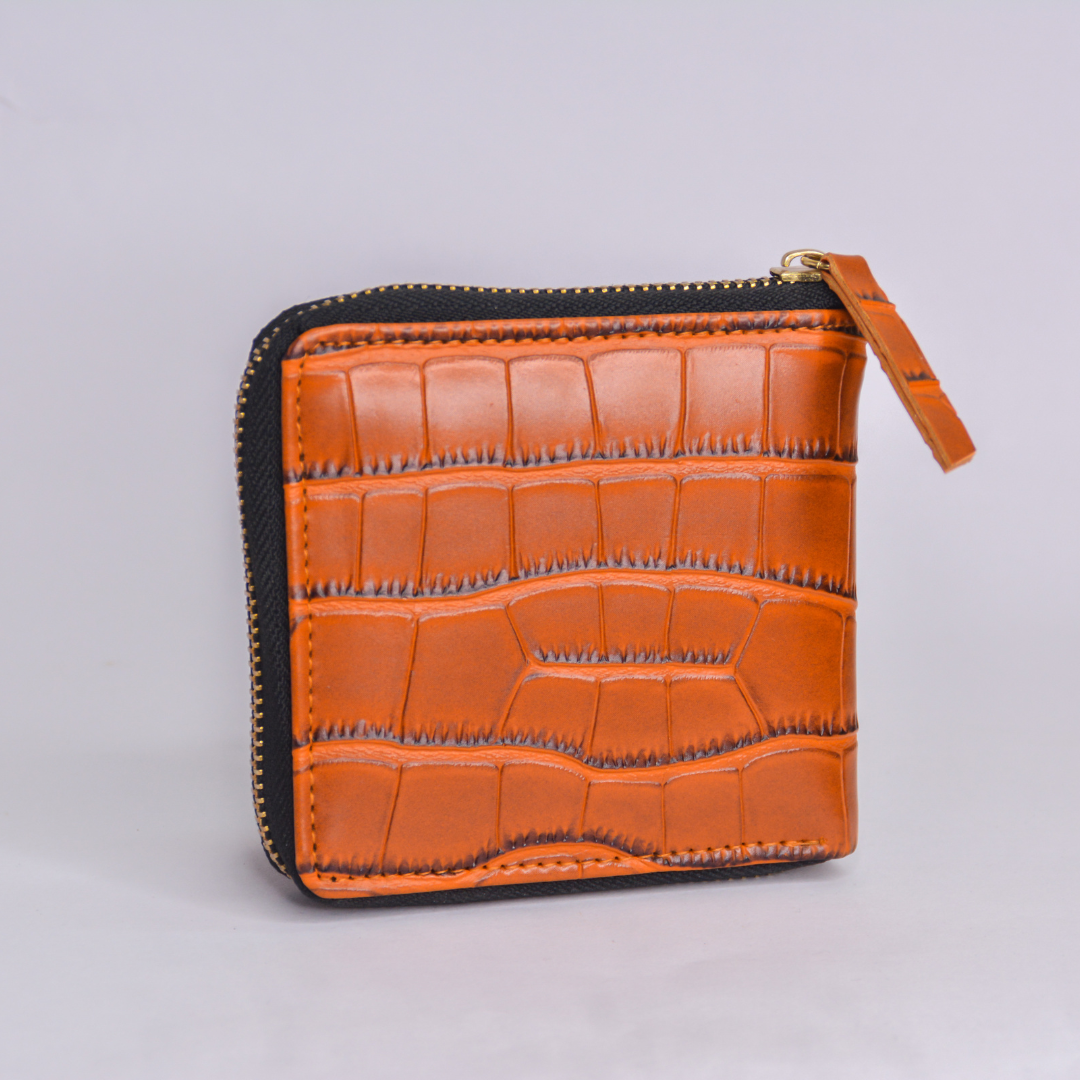 Tan Croc Mini Wallet