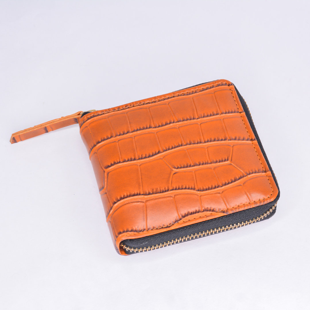 Tan Croc Mini Wallet