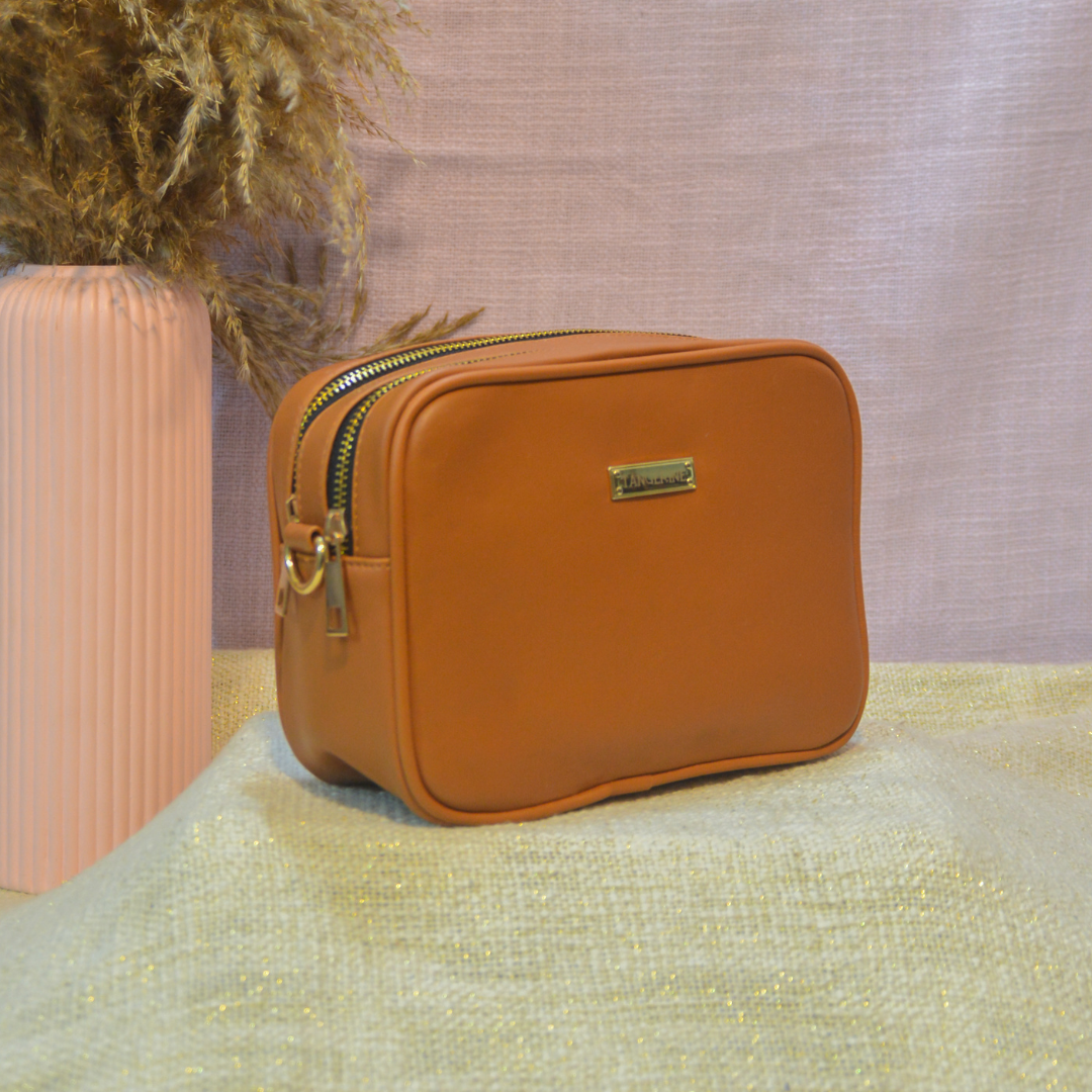 Tan Dual Compartment Bag with Tan Neon Belt