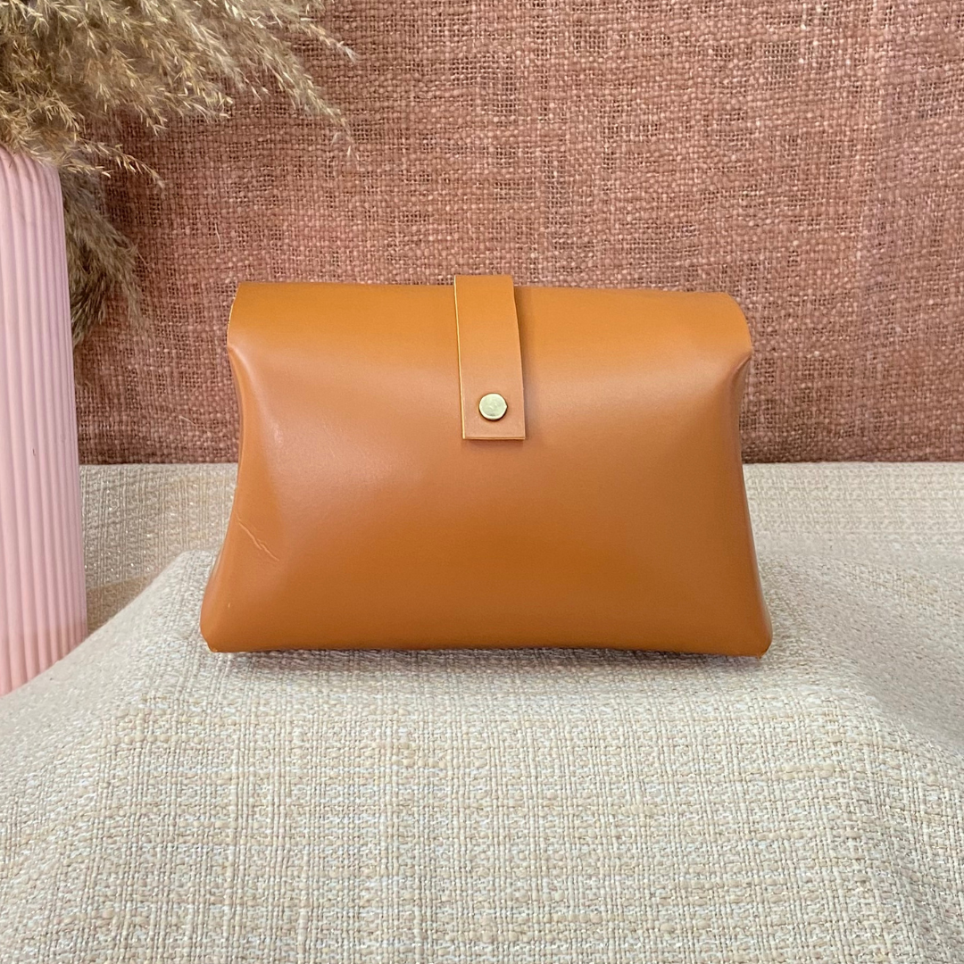 Tan Eva Bag with Pink Multi-color Triangle Belt + Mini Wallet