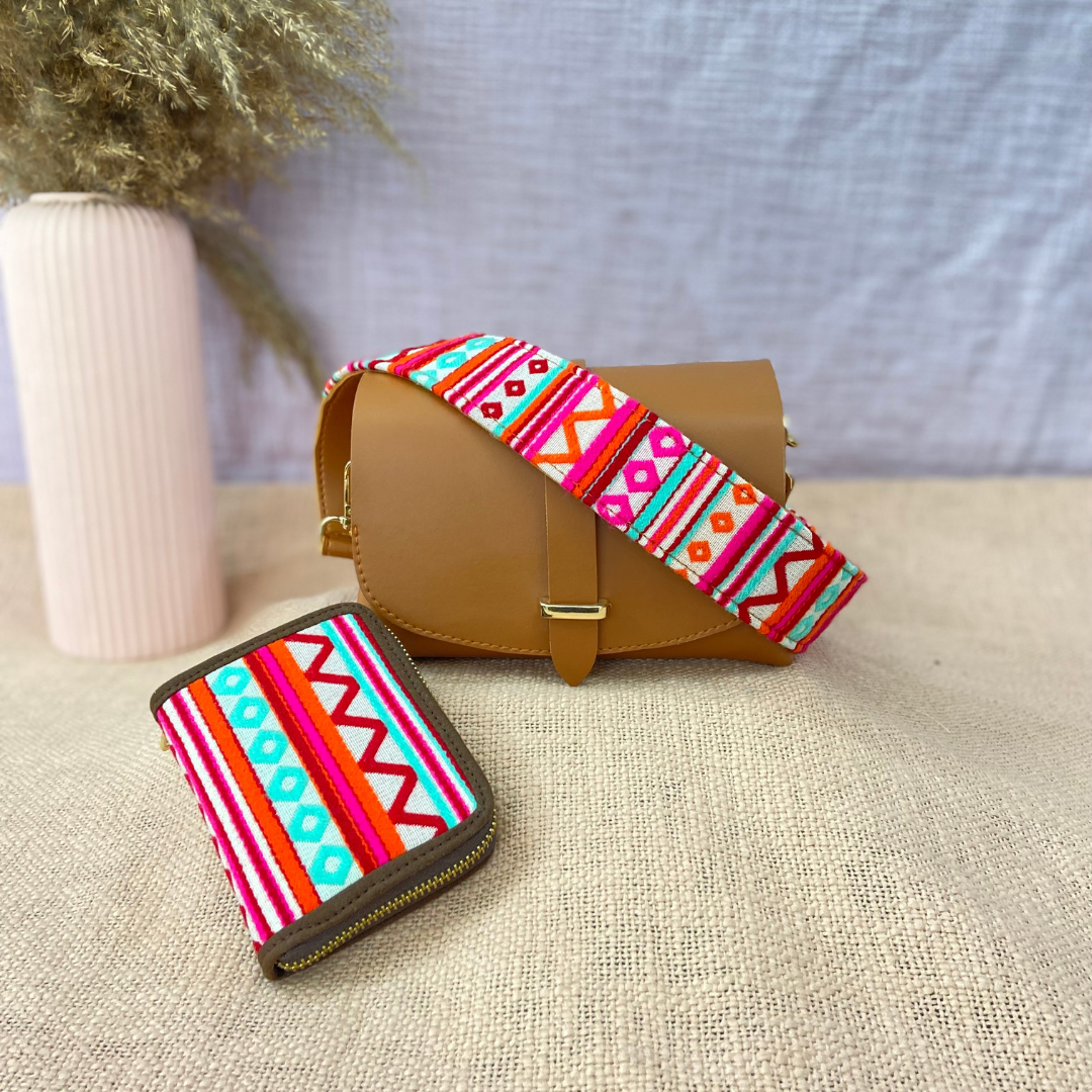 Tan Eva Bag with Boho Belt + Mini Wallet