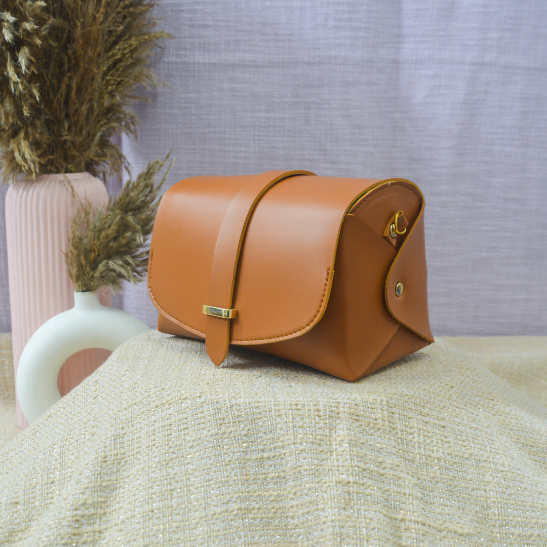 Tan Eva Bag with Pink Bullet Belt.