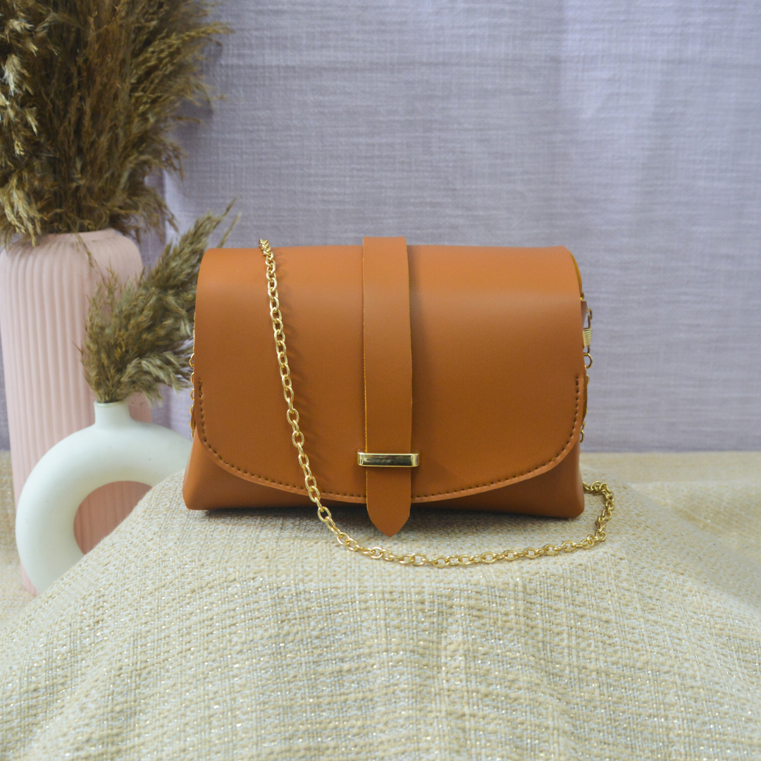 Tan Eva Bag with Neon Belt.