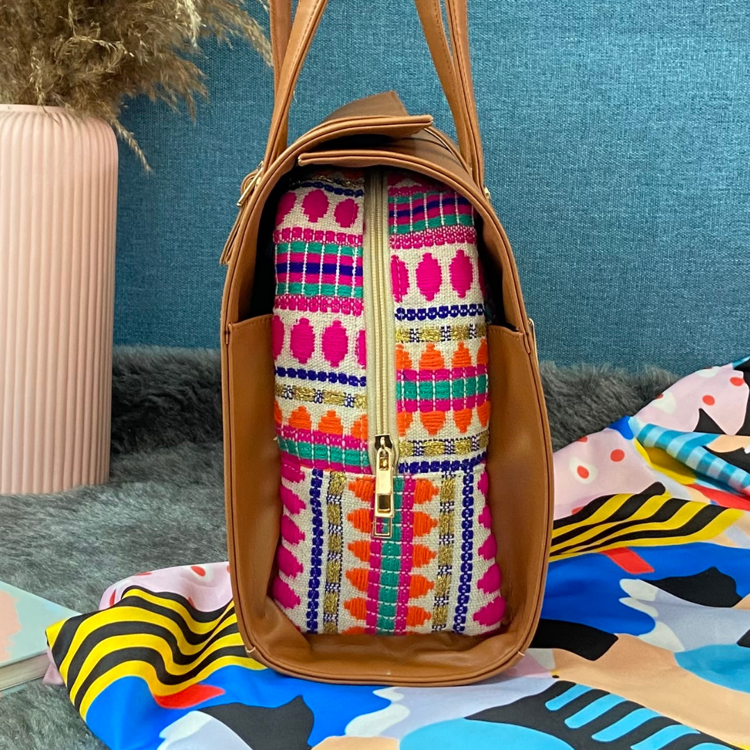 Tan Pink Bullet Leera 16inch Bag