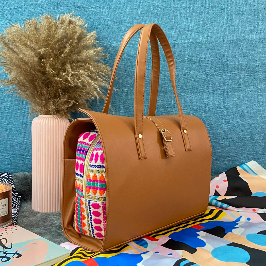 Tan Pink Bullet Leera 16inch Bag