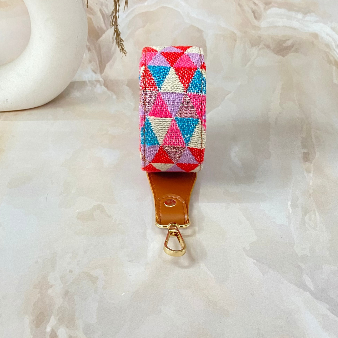 Tan Pink Triangle Multi-color Shoulder Strap