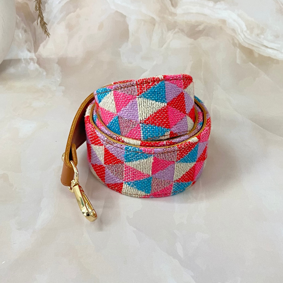 Tan Pink Triangle Multi-color Shoulder Strap