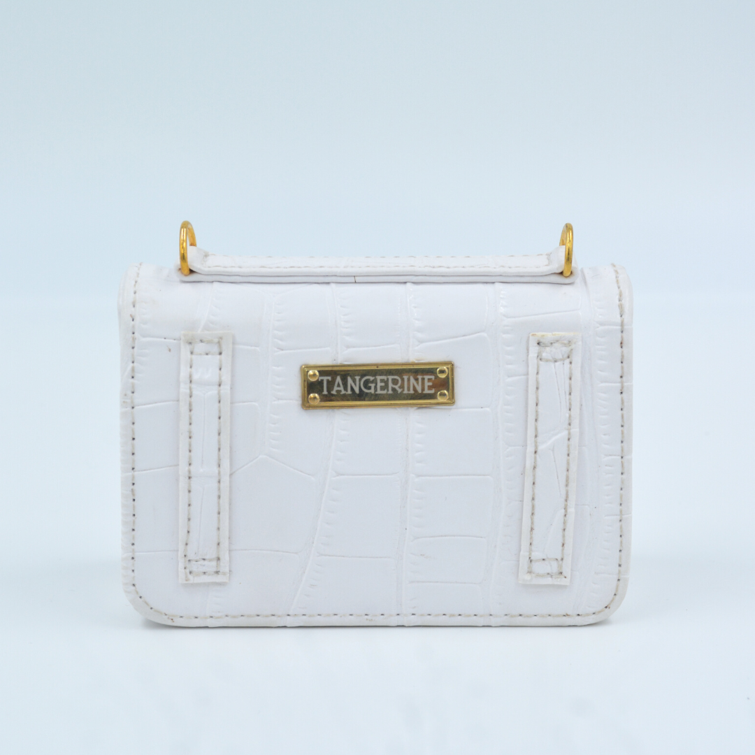 White Croc Embossed Monogram Bag