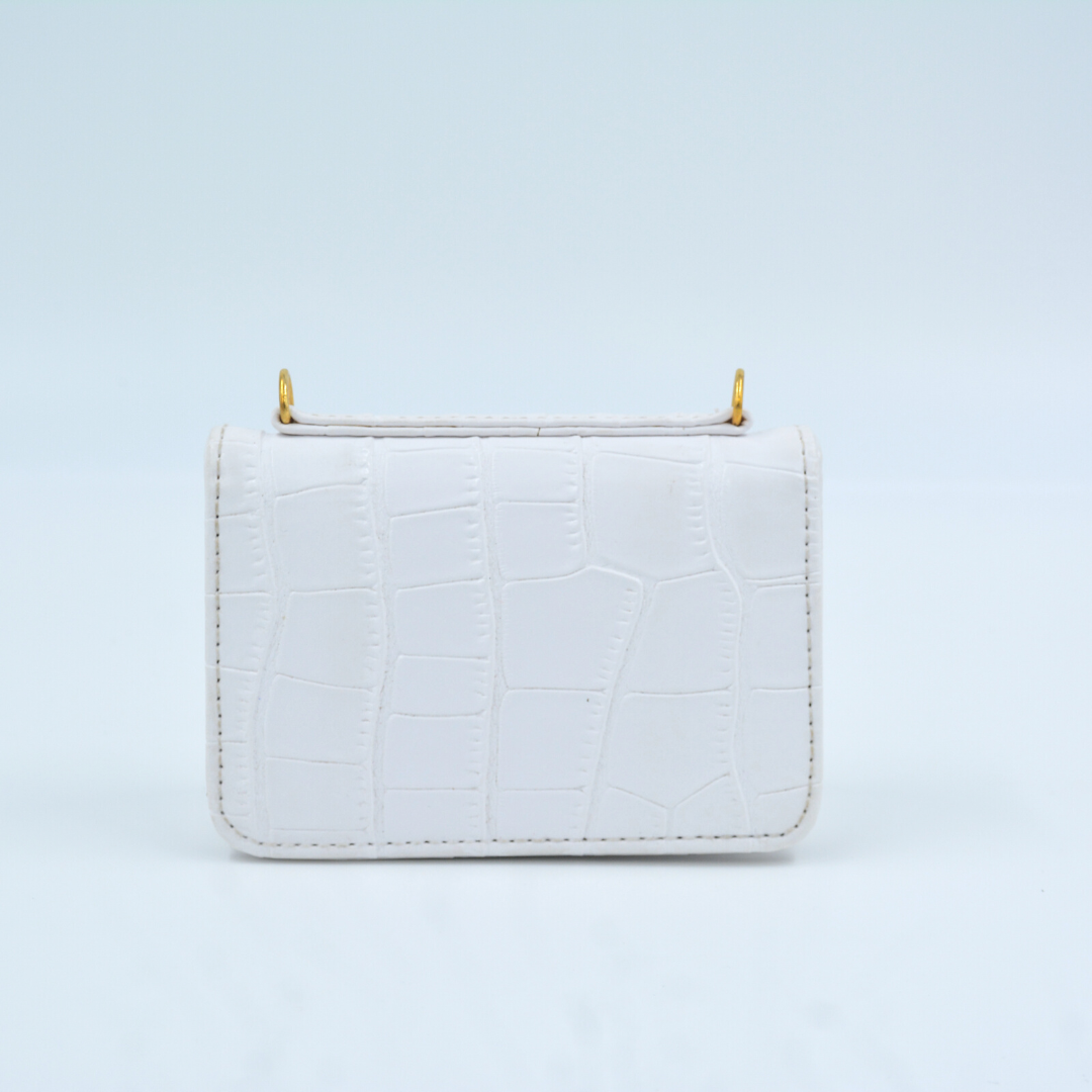 White Croc Embossed Monogram Bag