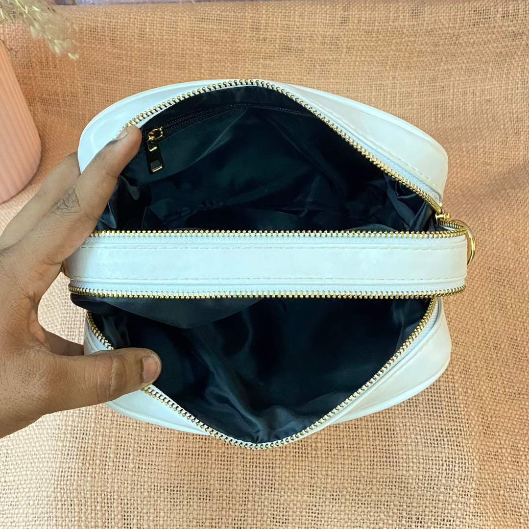 White Dual Compartment + White Plain Pochette Belt