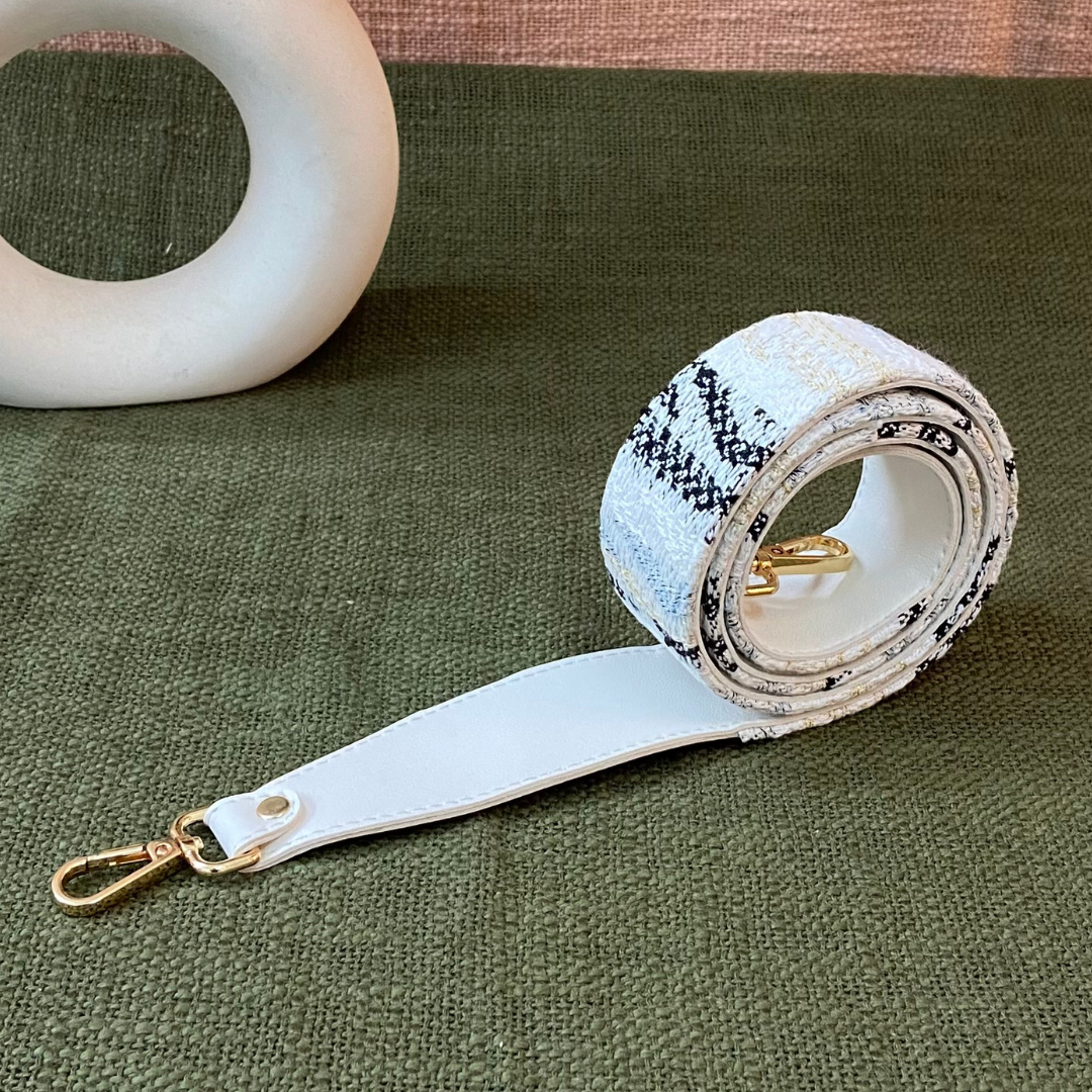White with Black & Gold Tribal Shoulder Strap