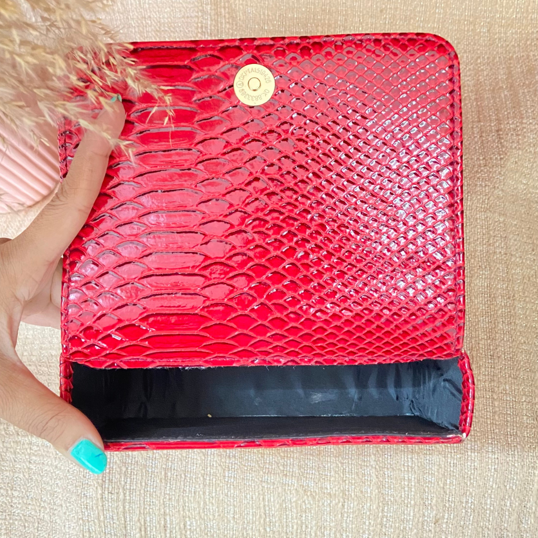 Wine Red Croc Embossed Box Style Waist Bag Phone Size