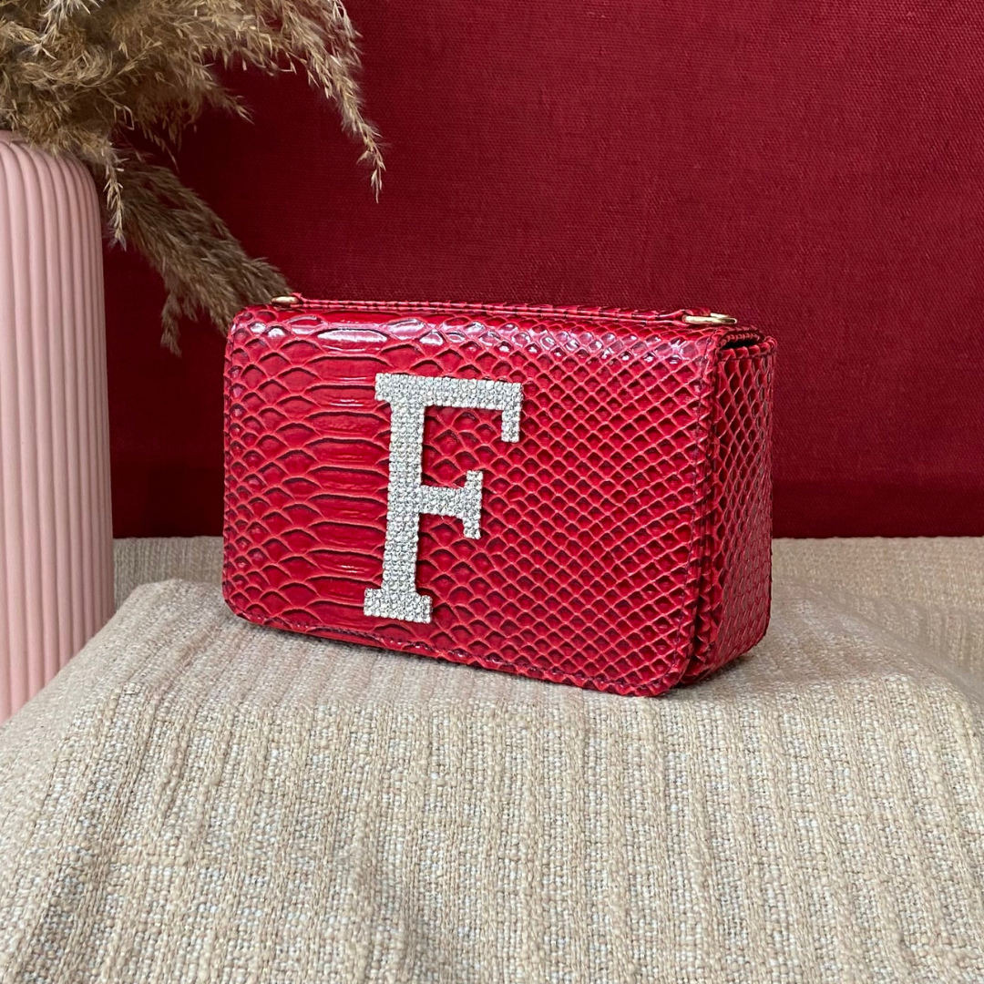 Wine Red Croc Embossed Box Style Waist Bag Phone Size