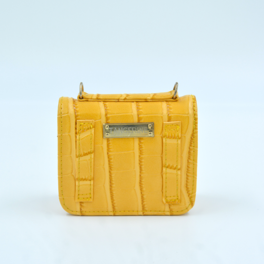 Yellow Croc Embossed Monogram Bag