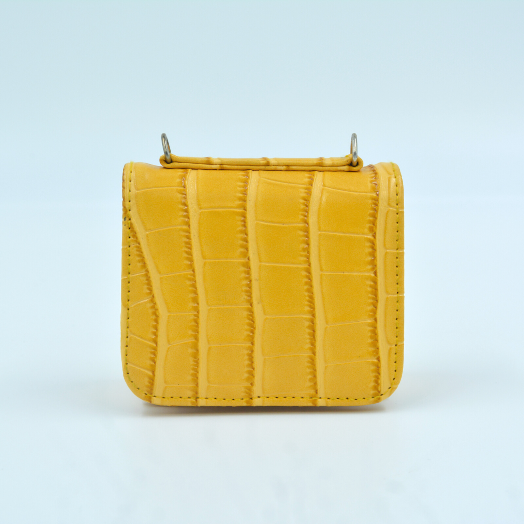 Yellow Croc Embossed Monogram Bag