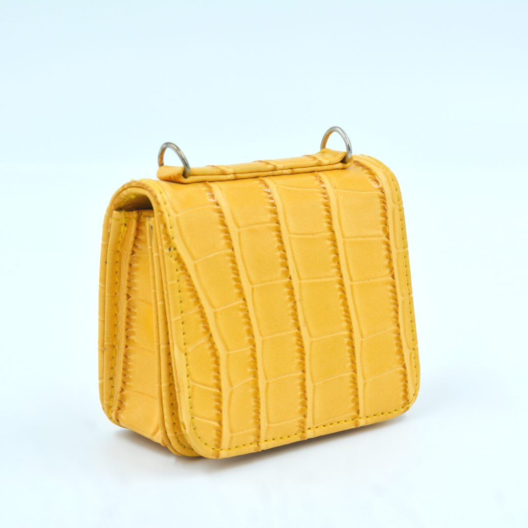 Yellow Croc Embossed Monogram Bag