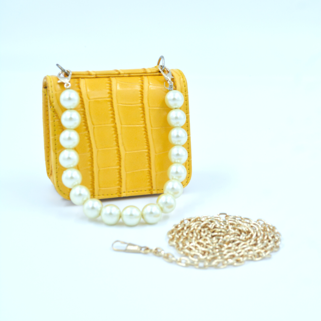 Yellow Croc Embossed Monogram Bag