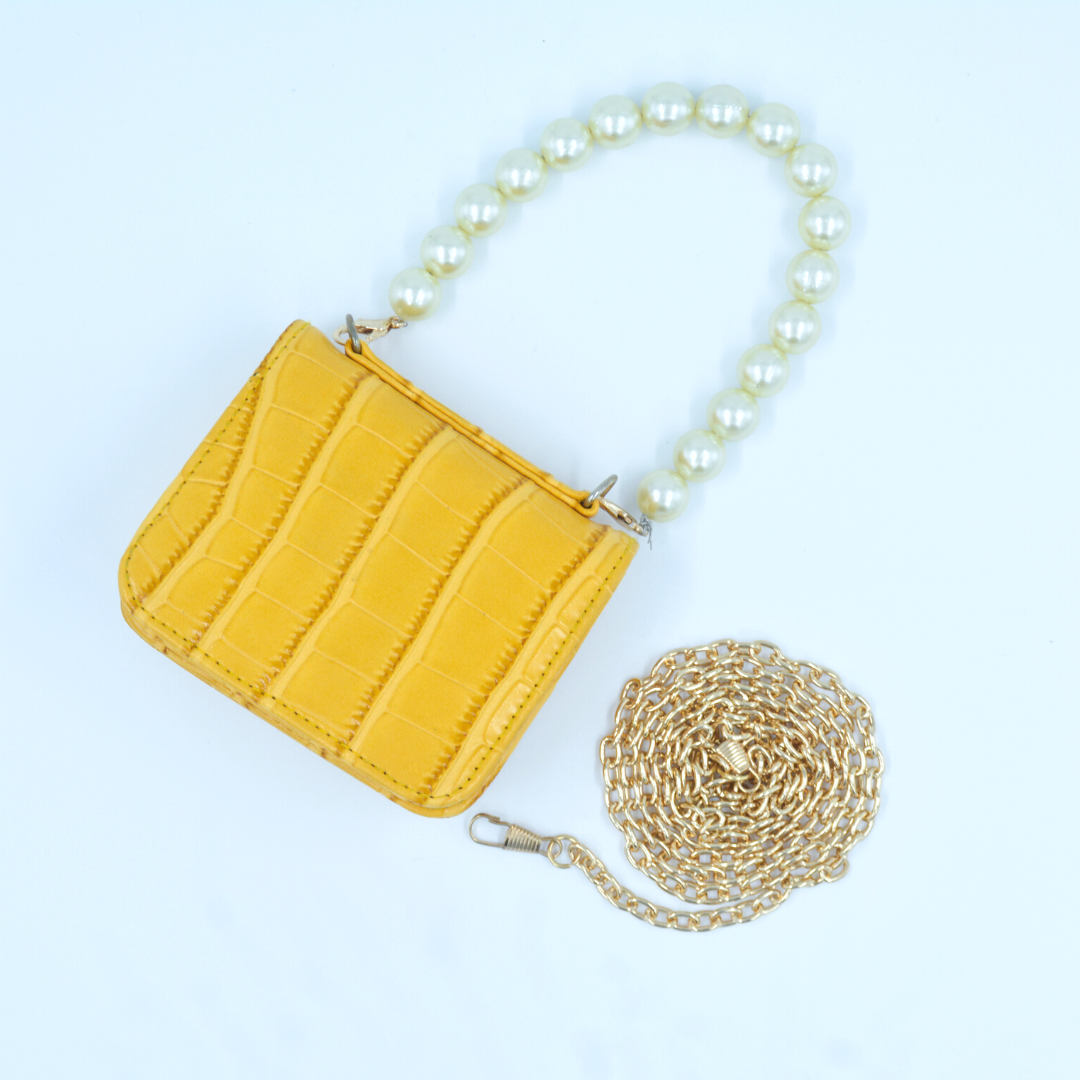 Yellow Croc Embossed Monogram Bag