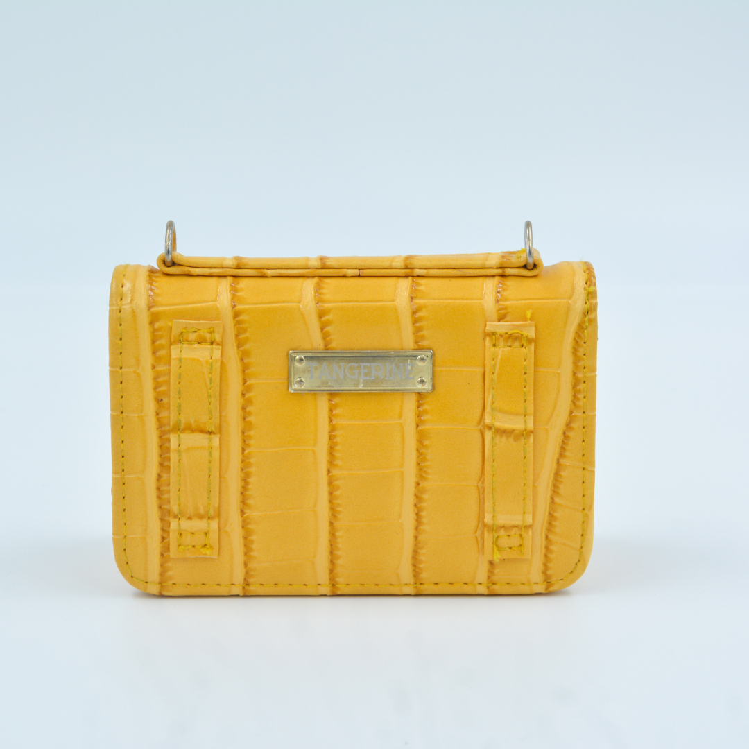 Yellow Croc Embossed Monogram Bag
