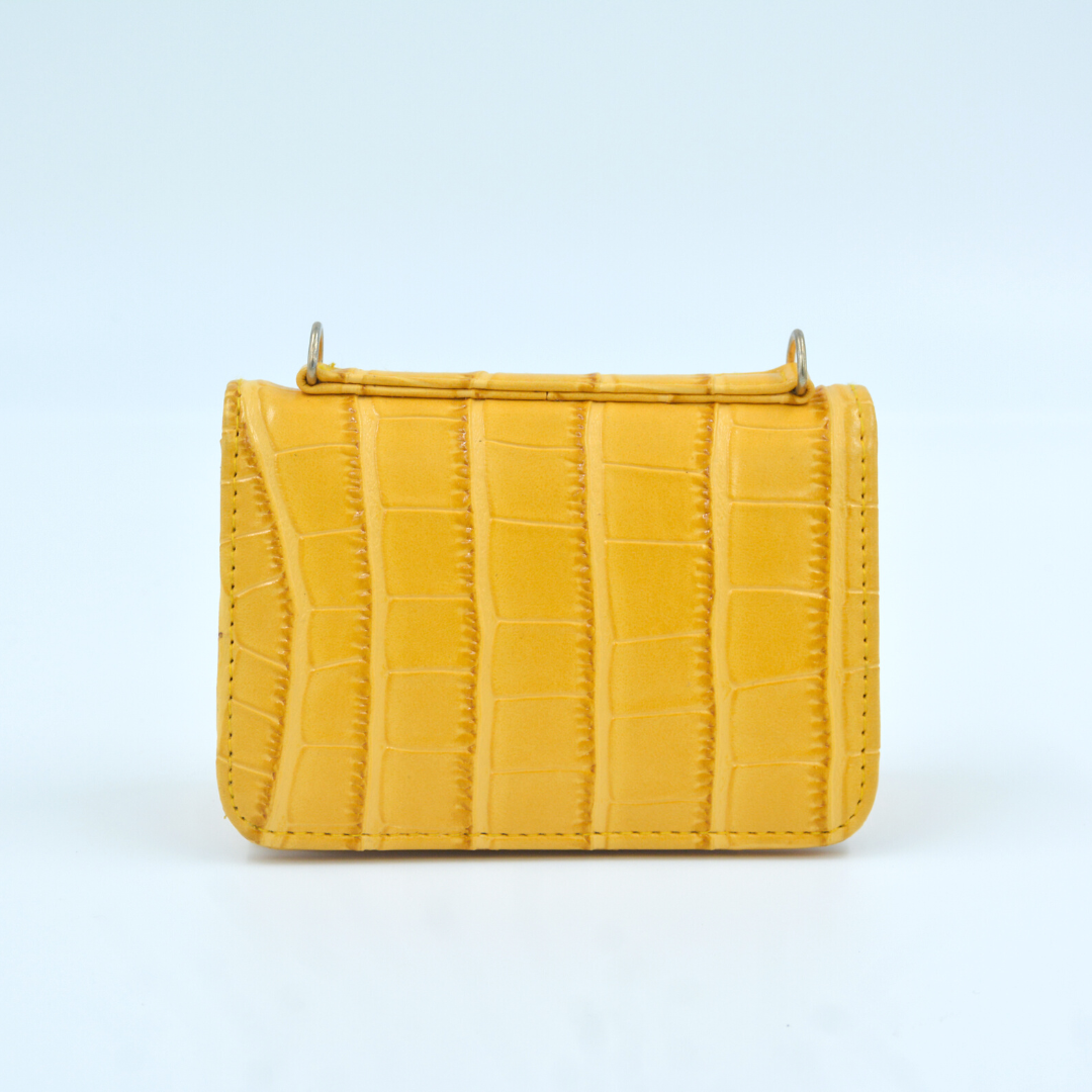 Yellow Croc Embossed Monogram Bag
