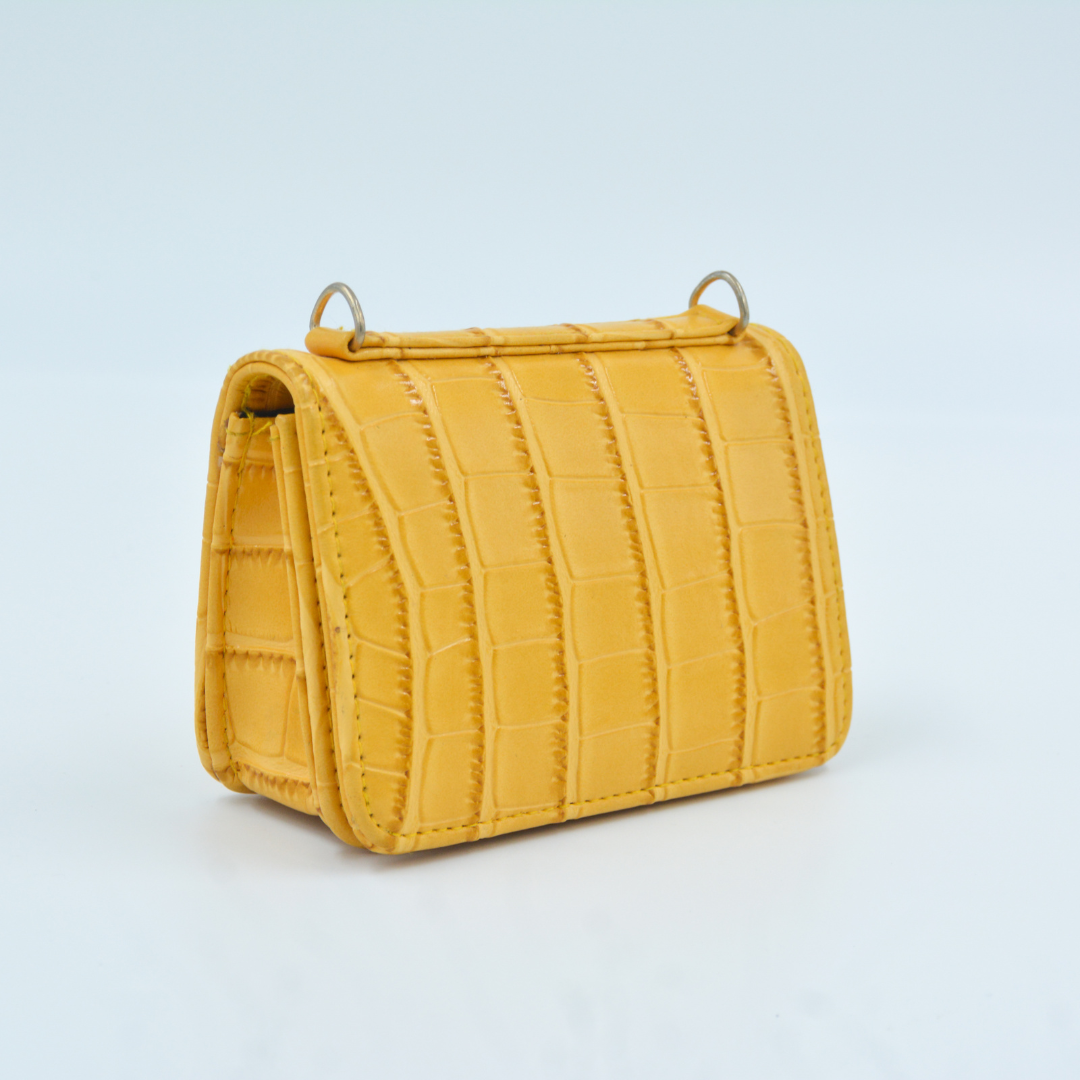 Yellow Croc Embossed Monogram Bag