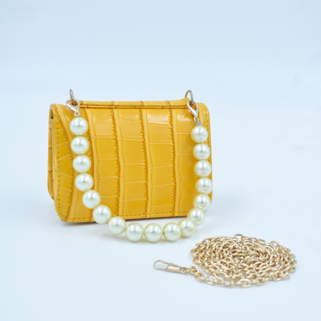 Yellow Croc Embossed Monogram Bag