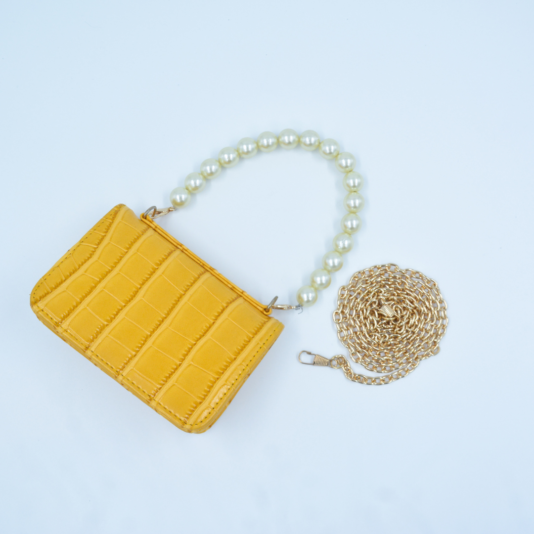 Yellow Croc Embossed Monogram Bag