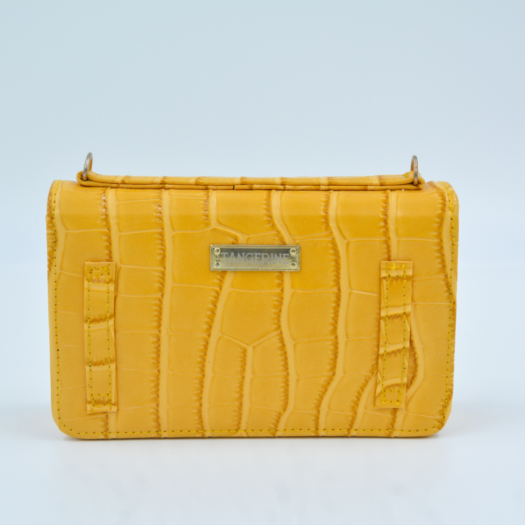 Yellow Croc Embossed Monogram Bag