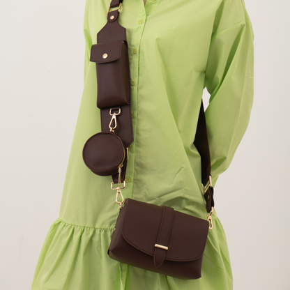 Brown Eva + Brown Plain Pochette Belt