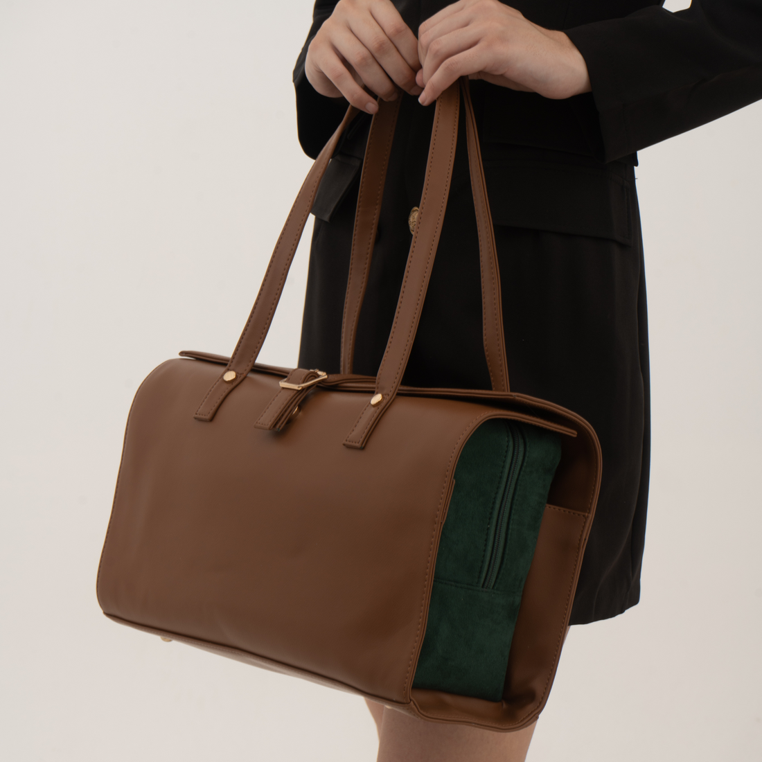 Brown with Green Swede Leera 14inch Bag