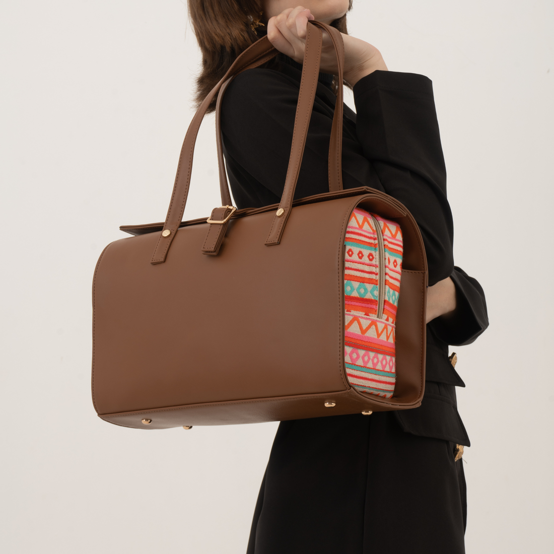 Brown with Boho Design Leera 14inch Bag