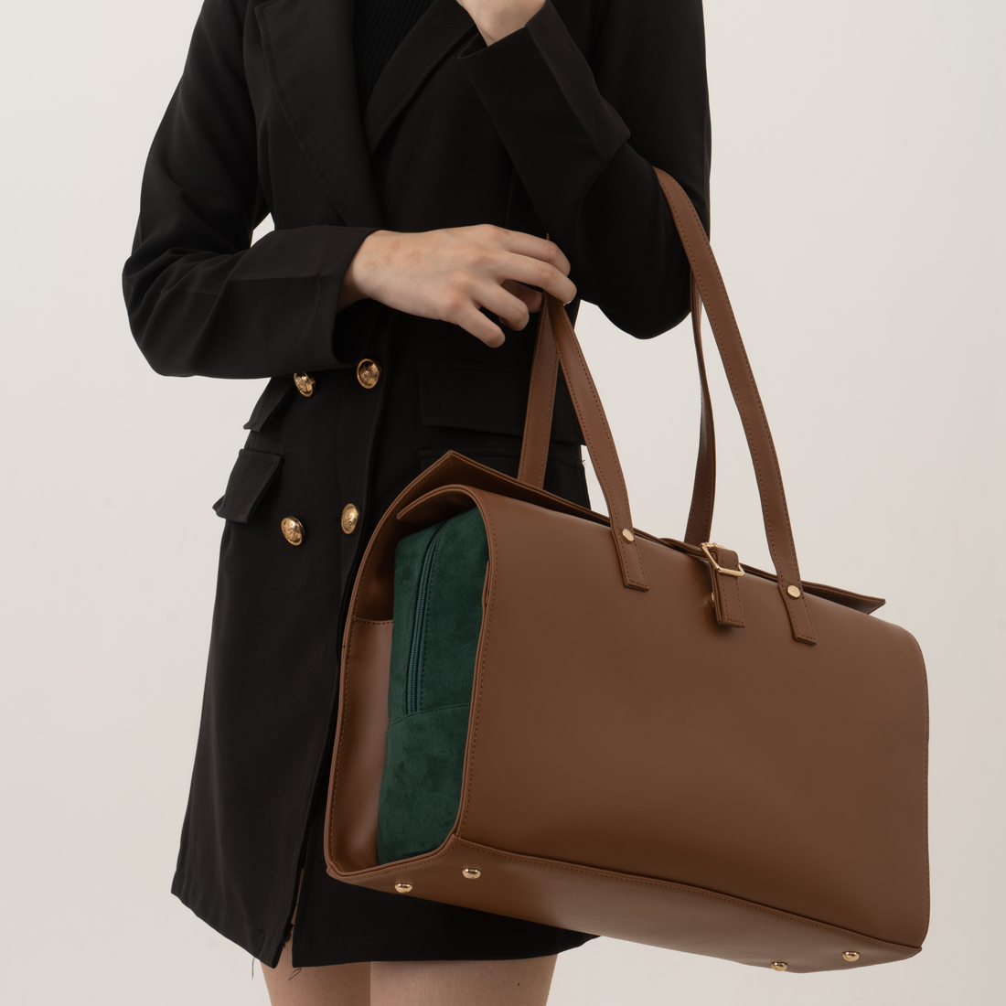 Brown with Green Swede Leera 16inch Bag