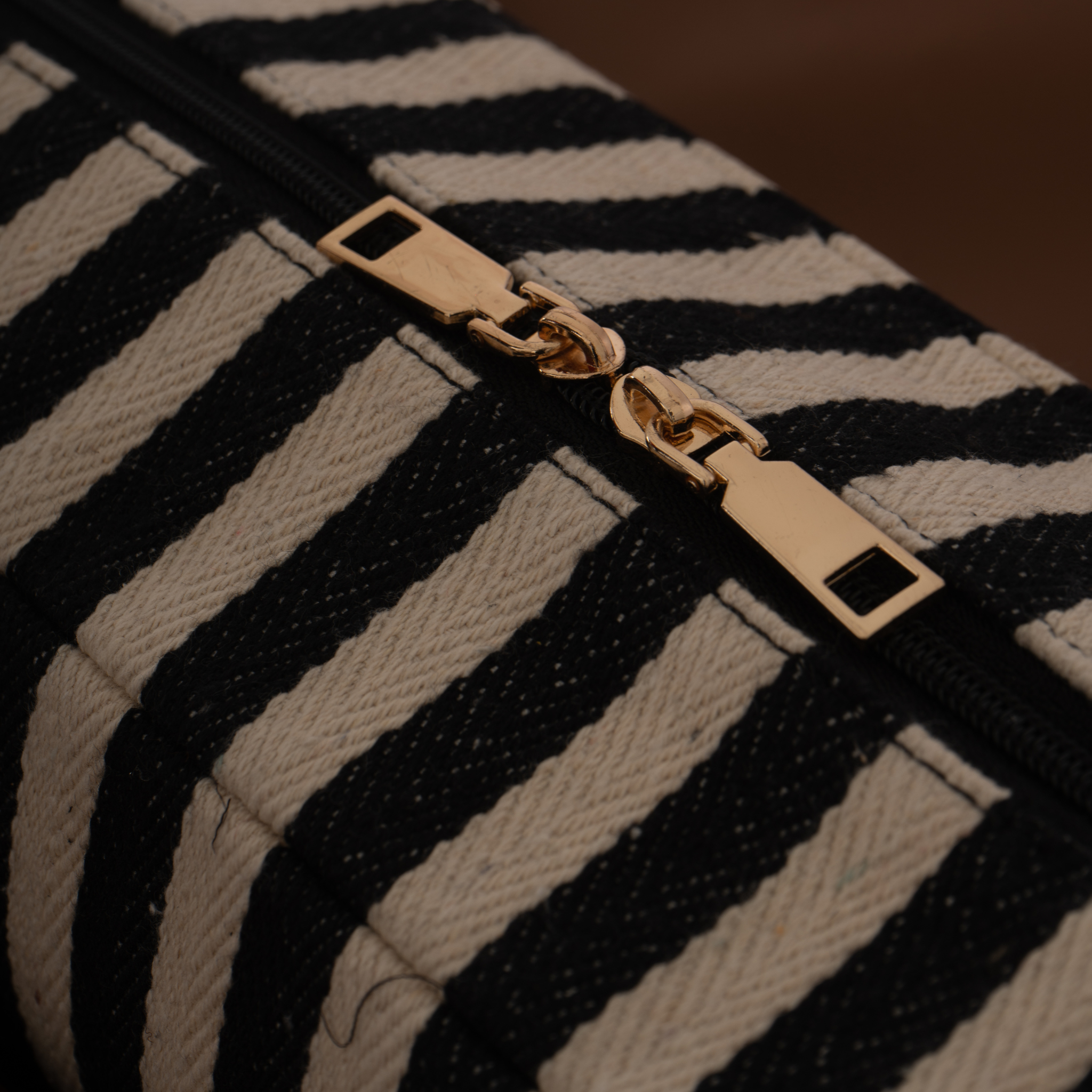 Brown with Black &amp; White Stripes Leera 16inch Bag