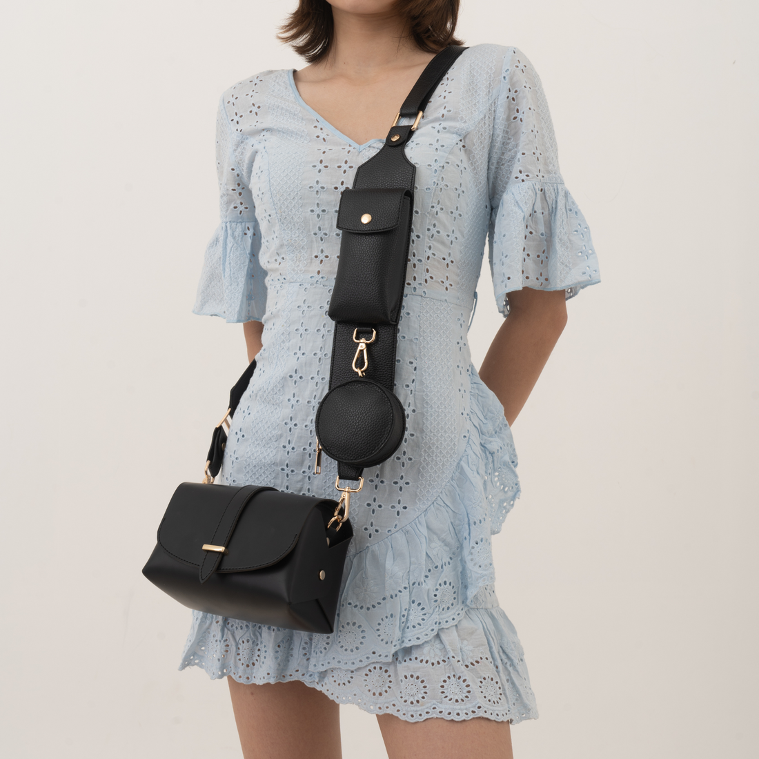 Black Eva + Black Plain Pochette Belt with Phone Case