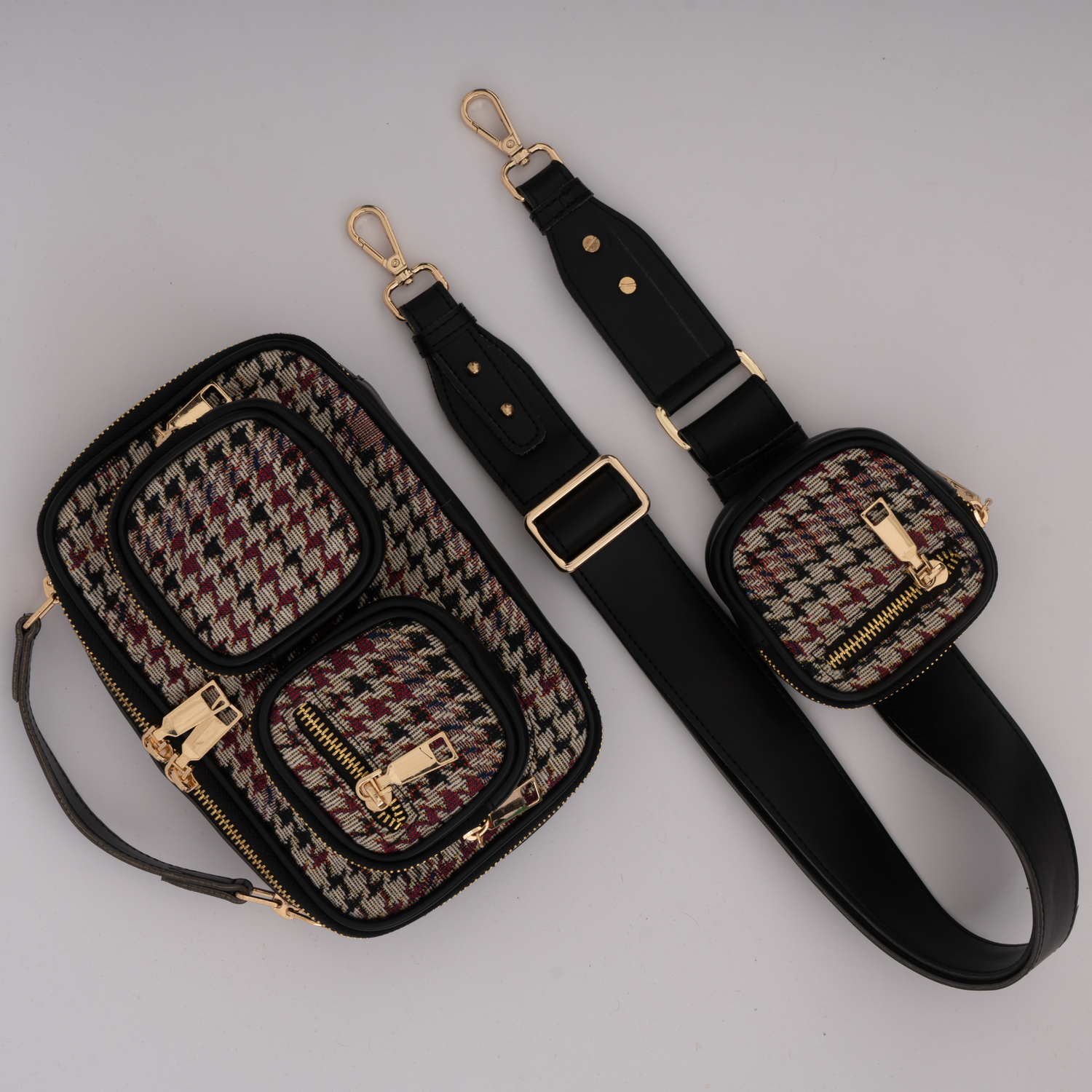 The Bomb Shell - Sling In Black Multi Coloured Houndstooth