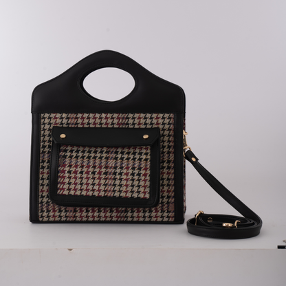 The Boyyy Bag - In Black Multi Coloured Houndstooth