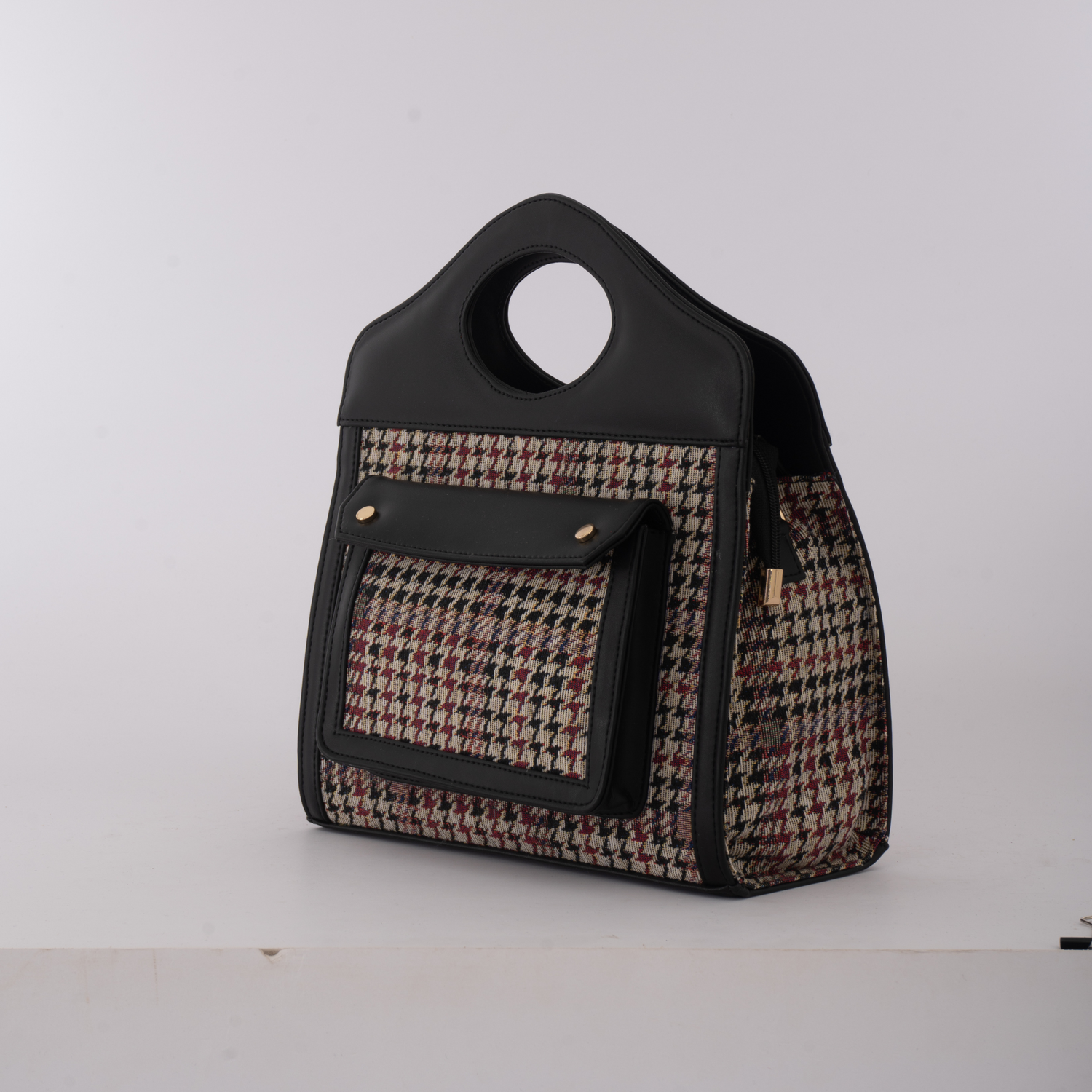 The Boyyy Bag - In Black Multi Coloured Houndstooth