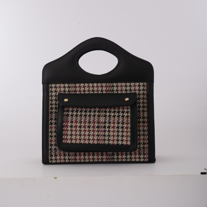 The Boyyy Bag - In Black Multi Coloured Houndstooth