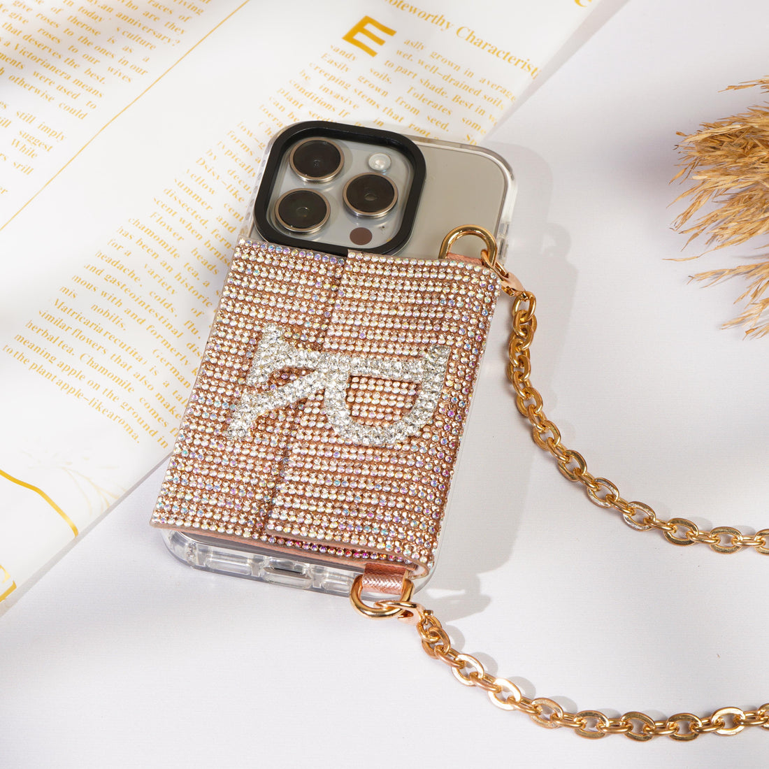 ROSE GOLD BEADED PHONE SLING