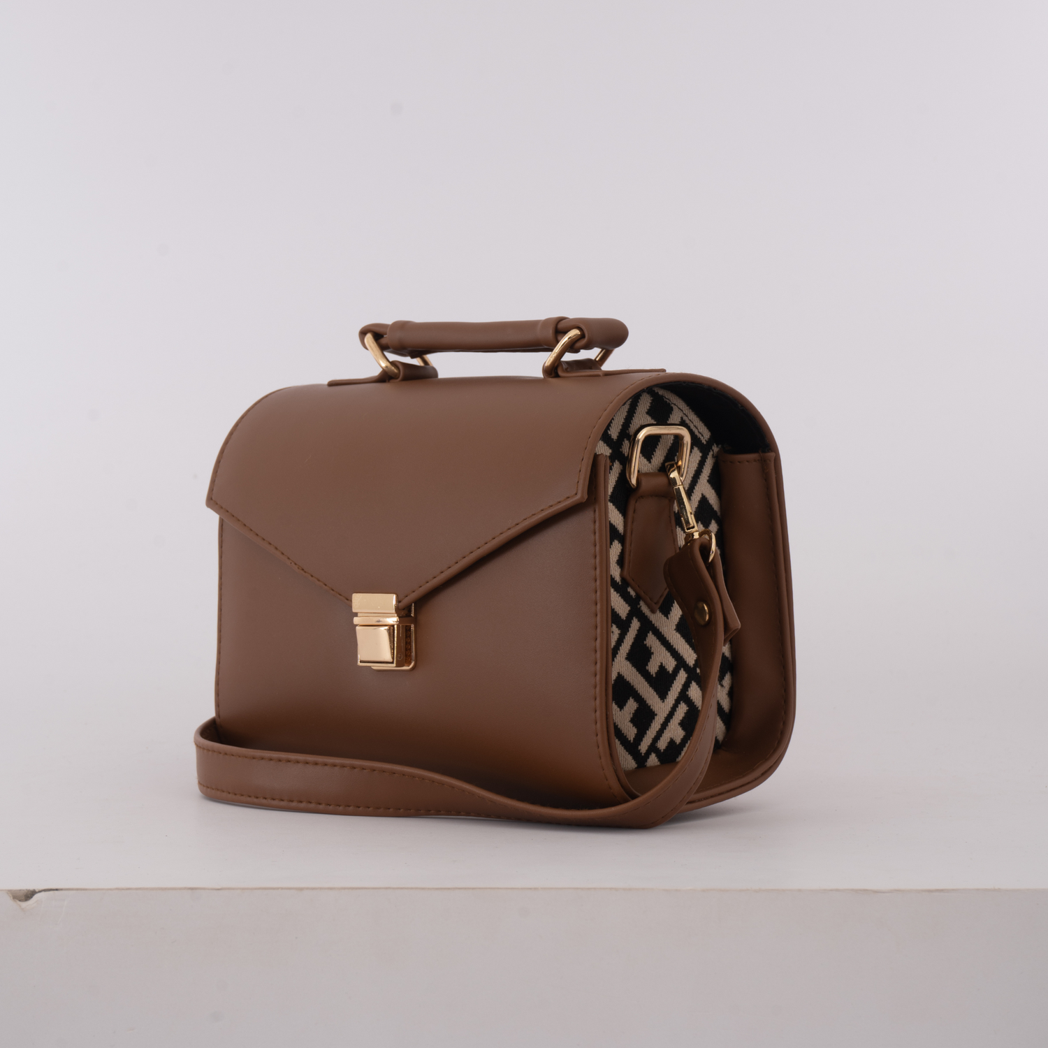 Pretty Little Box - Sling In Brown With Black T-Shape Design