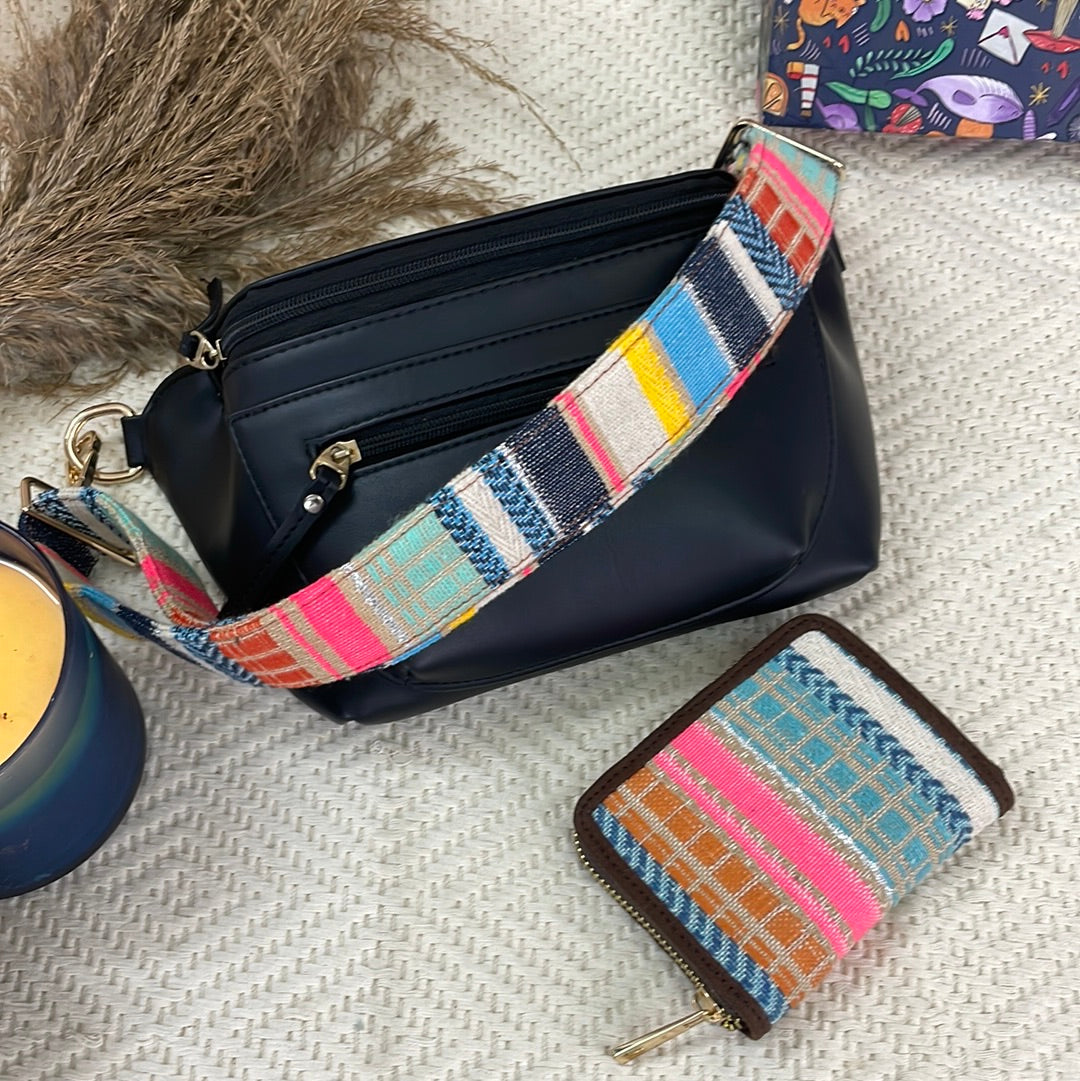 BLACK BUM BAG WITH VIBRANT WALLET COMBO
