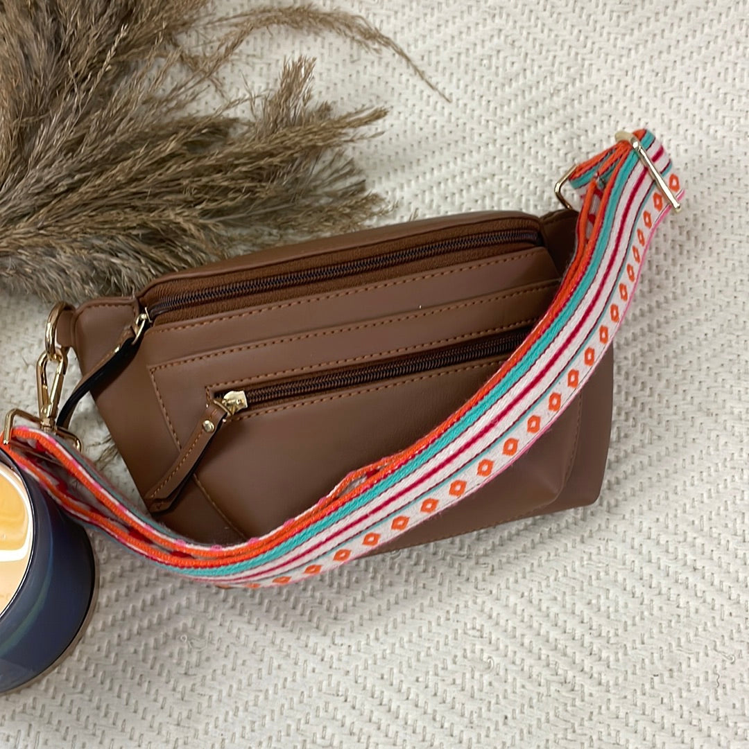 BUM BAG IN BROWN WITH BOHO DESIGN BELT