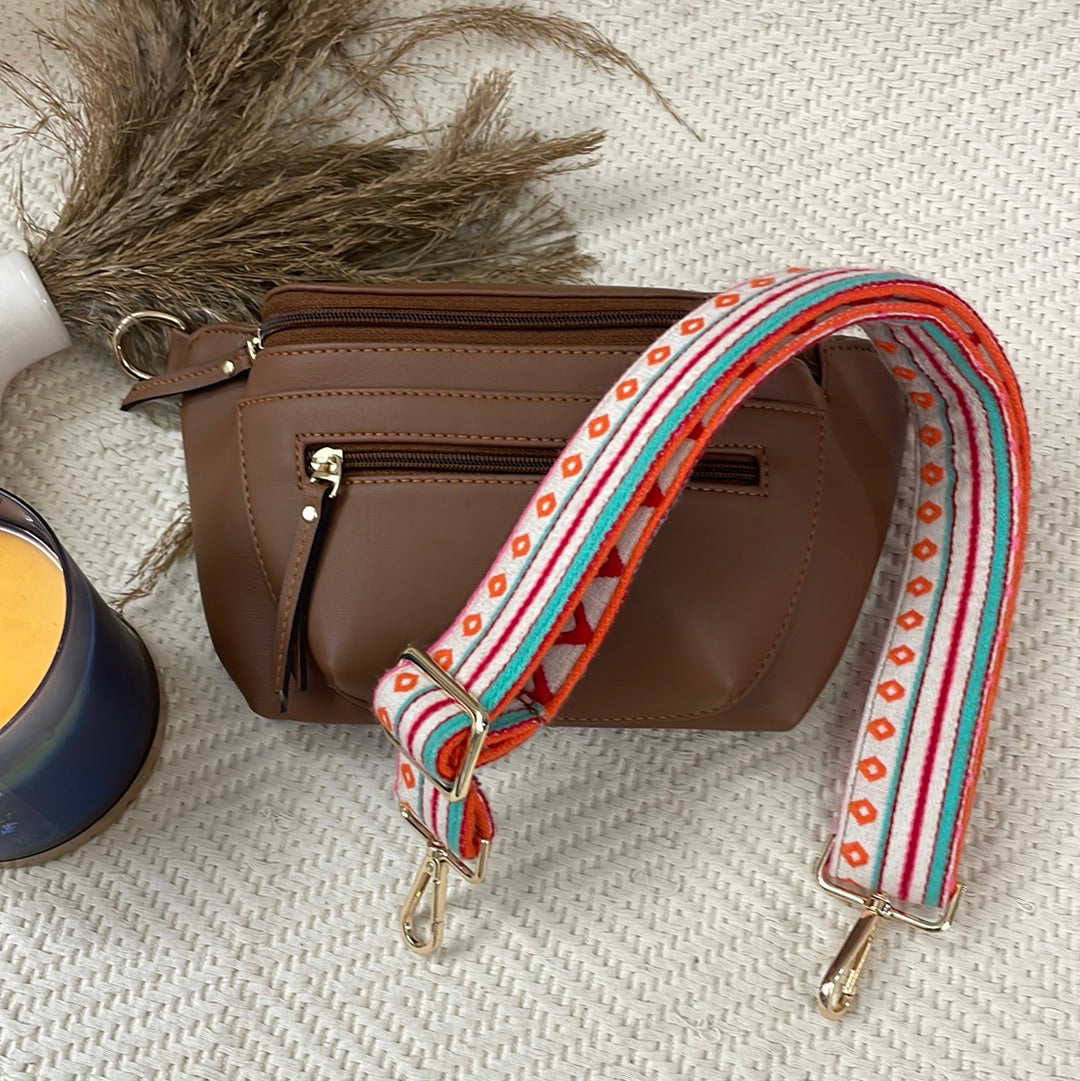 BUM BAG IN BROWN WITH BOHO DESIGN BELT