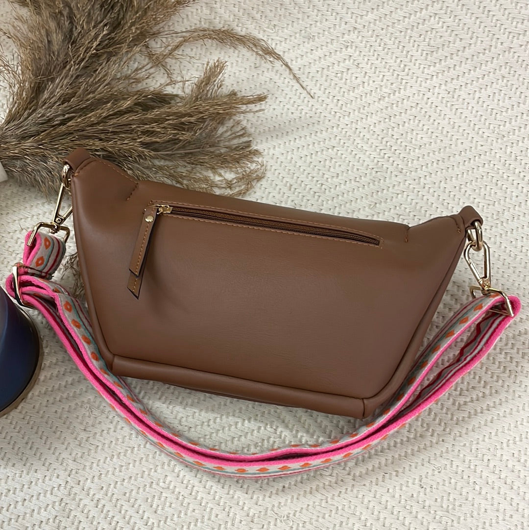 BUM BAG IN BROWN WITH BOHO DESIGN BELT