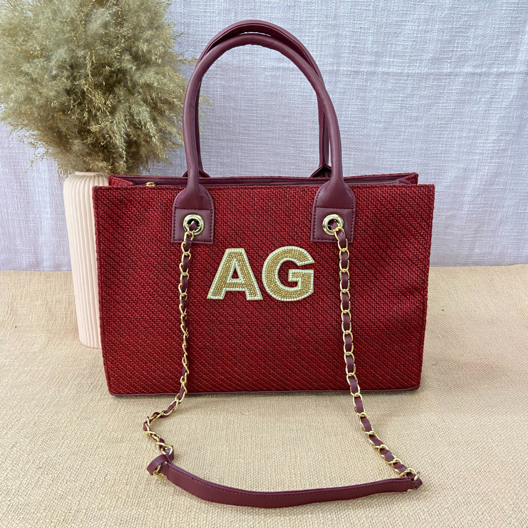 Mulberry Red Chain Tote 15inch.