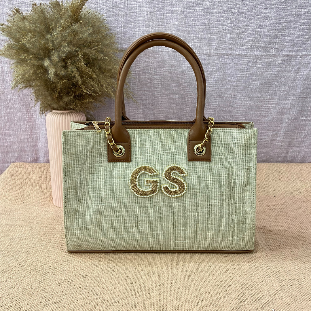 Beige Chain Tote 15inch