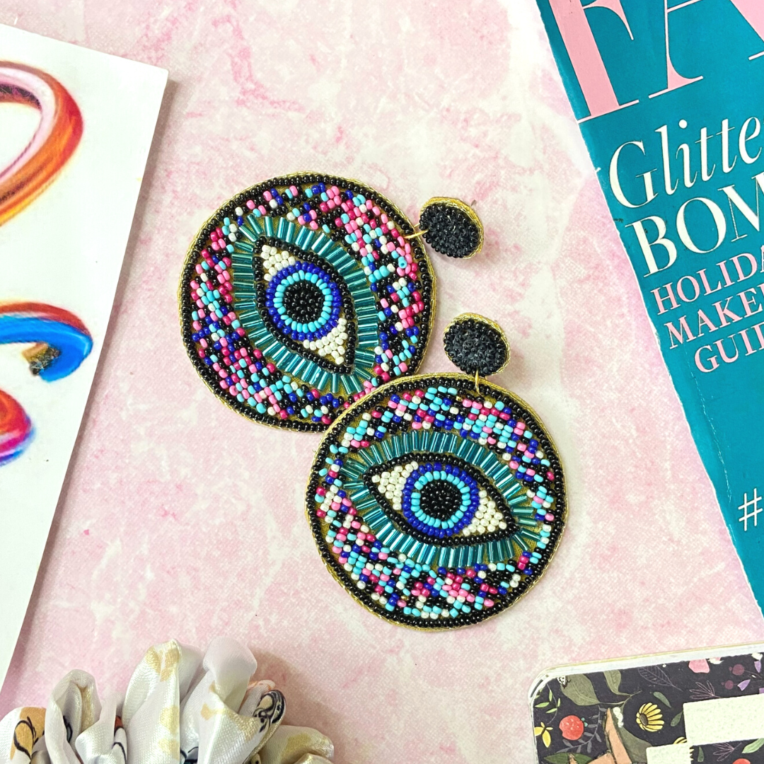 Evil Eye In Blue Earrings.