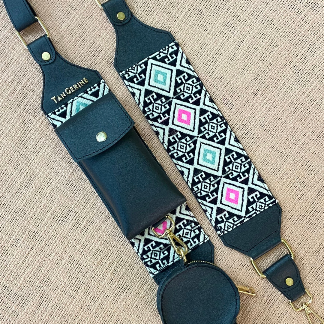 Black Eva + Black with Multi-Color Diamond Pochette Belt.