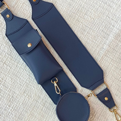 Blue Dual Compartment + Blue Plain Pochette Belt